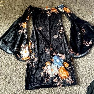 Womens off the shoulder bodycon dress with flare sleeve